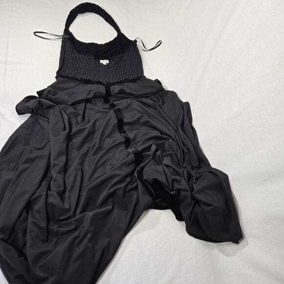 U.S.A Vintage CACHE Black VELVET Ruched Halter Flowy Asymmetrical Formal Dress L - Picture 13 of 17